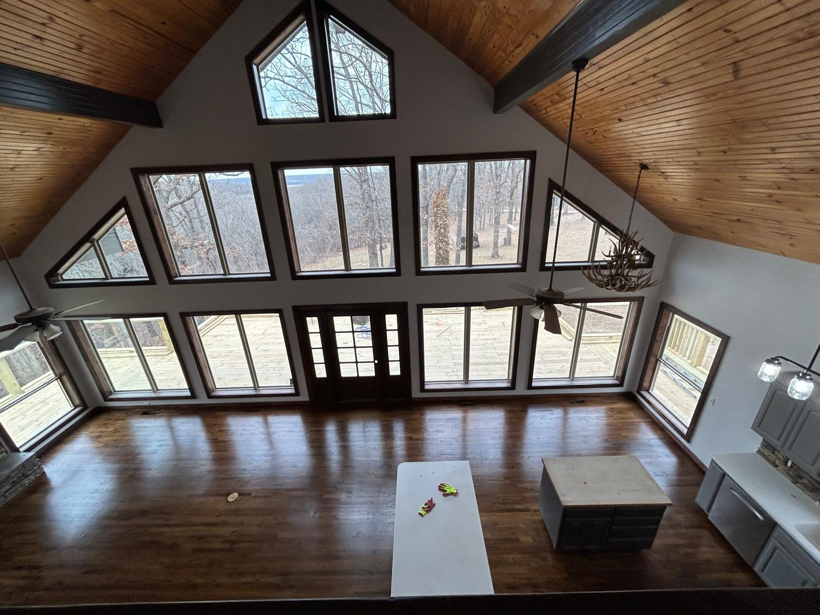Finished hardwood great room