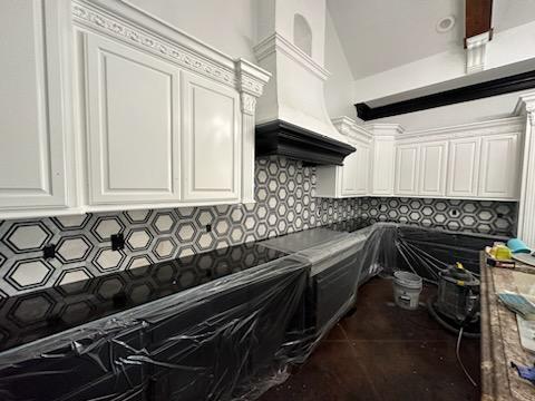 Custom geometric kitchen tile backsplash